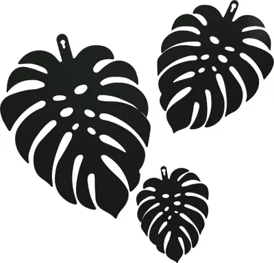 Produktbild von UNUS Wanddeko Wandaufhänger Monstera Blätter, 3er Set Metall