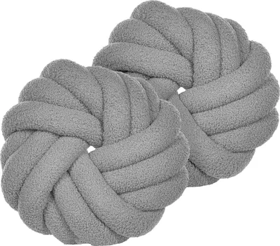 Zdjęcie produktu dla BELIANI Zestaw 2 poduszek supeł szare boucle 31 x 31 cm wiązane plecione precel nowoczesne