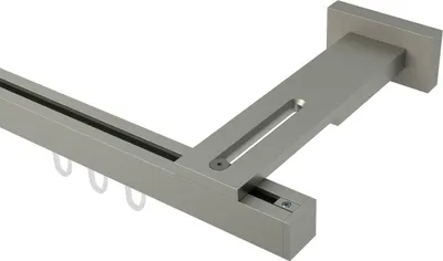 Produktbild von Interdeco Innenlaufstange / Gardinenstange mit Innenlauf Satin-Silber, Typ Quadline Sono (Kappe), 20 x 20 mm 1-läufig, 240 cm