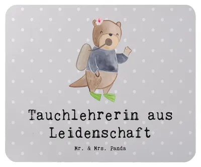 Produktbild von Mr. & Mrs. Panda Mousepad Tauchlehrerin Leidenschaft - Grau Pastell - Geschenk, Mouse Pad, laptop, mousematte, Mauspad, computer