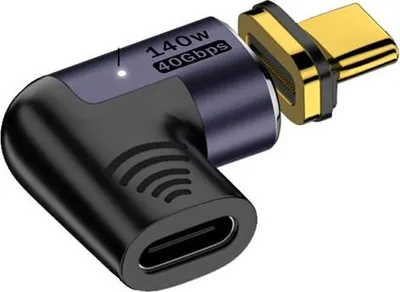 Immagine prodotto di INF Adattatore magnetico Type-C a gomito da 140W: ricarica, dati e video