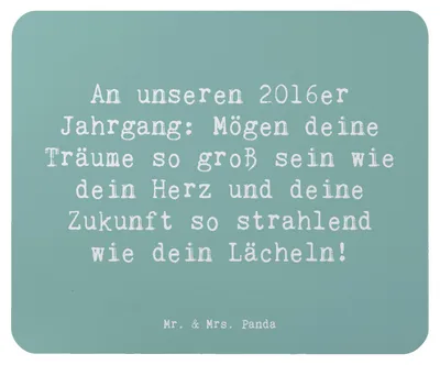 Produktbild von Mr. & Mrs. Panda Mousepad Spruch 2016 Geburtstag Glückwunsch - Meeresbrise - Geschenk, laptop mauspad, Alter, liebevolle Designs, besonderen feiern, Happy Birthday