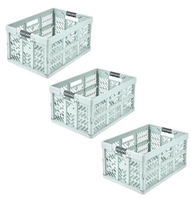 Image de Boîtes pliables professionnelles keeeper ben, lot de 3, 45 litres, vert pastel
