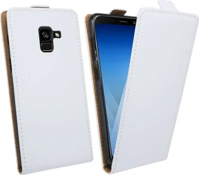 Produktbild von Samsung Galaxy A8 2018 Handyhülle Tasche Flip Case Smartphone Schutzhülle Weiß