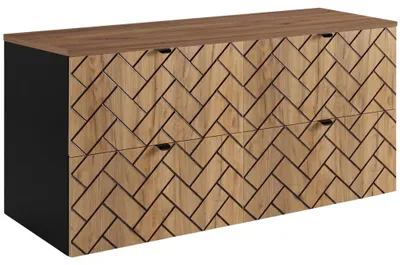 Produktbild von RODAN | Waschbeckunterschrank 120 cm - Braun Matt - Badezimmerschränke - Badmöbel - Waschbecken Unterschränke - Braune Arbeitsplatte