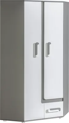 Produktbild von Furniture24 Eckkleiderschrank Apetito AP2 Schrank 2 Türiger Drehtürenschrank mit 1 Kleiderstange 3 Einlegeboden 1 Schublade Eckschrank Jugendzimmer Kinderzimmer
