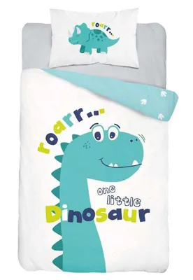 Obrázok produktu pre DETEXPOL Posteľná bielizeň Little Dino modrá Bavlna, 100/135, 40/60 cm