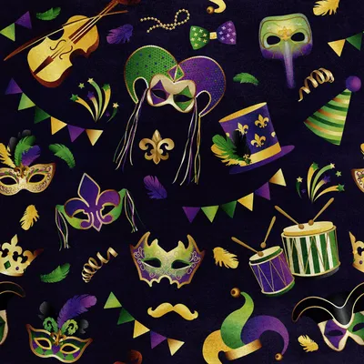 Produktbild von Royal Samt Stoff Polyester Zum Nähen - Motiv Karnevalsmasken