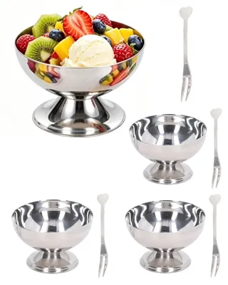 Edelstahl-Eisschalen, 4er-Set, Dessertschalen, transparent, 250 ml