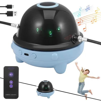 Produktbild von Smartes Springseil mit Musik - Elektrisches Springseil - Bluetooth - Automatischer Zähler - 10 Geschwindigkeiten - Cardio- und Beintraining - Für Kinder und Erwachsene - Blau