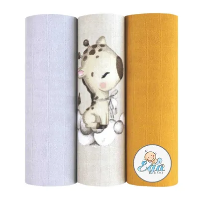Image de Ega KIDS | Lot de 3 langes en mousseline - 60 x 80 cm - Doux et absorbants - Idéaux pour les bébés