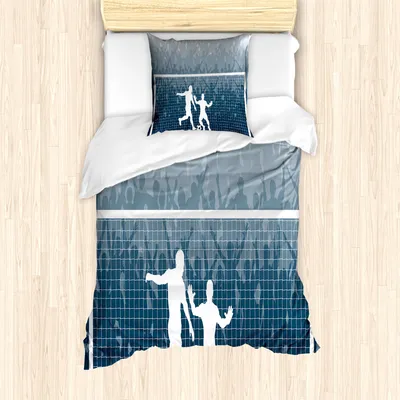 Produktbild von ABAKUHAUS Fußball Mantele, Penalty Kick Football, Milbensicher Allergiker geeignet mit Kissenbezügen, 135 cm x 200 cm - 80 x 80 cm, Blau Weiss