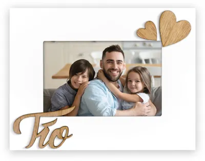 Produktbild von Fotorahmen Holz mit Herzen und Schriftzug 10x15 cm Weiß ZEP Tio