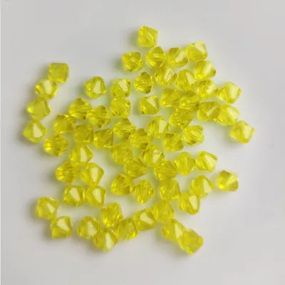 Immagine prodotto di Bicono a doppio cono 100 pezzi Perline acriliche di cristallo sfuse con foro, 4 mm 100 pezzi, giallo