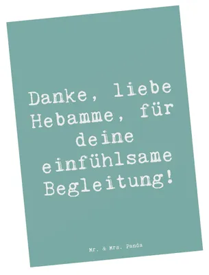 Produktbild von Mr. & Mrs. Panda Postkarte Spruch Liebe Hebamme - Meeresbrise - Geschenk, besondere Momente, Danke sagen, Dankbarkeit, Bedanken, Aufmerksamkeit, Grußkarte, Ansichtskarten