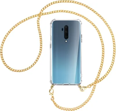 Produktbild von Handykette Backcover-Schutzhülle mit Band (Metall goldfarben) für OnePlus 7T Pro - goldfarbene Kette