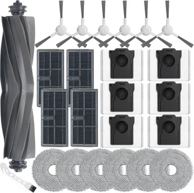 Produktbild von 24 Stück Zubehör für Dreame L10s Ultra Gen 2 / L10s Pro Heat / X30 / L40 AE/Mova E30 Ultra Saugroboter,Bestehend Aus 1 Hauptbürste,6 Wischtüchern,4 HEPA Filtern,6 Seitenbürsten,6 Staubbeutel