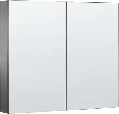 Produktbild von BELIANI Bad Spiegelschrank Schwarz Sperrplatte 1 türig 80 x 70 cm mit Fächern Wandeinbau Modern Trendy Badezimmer Möbel