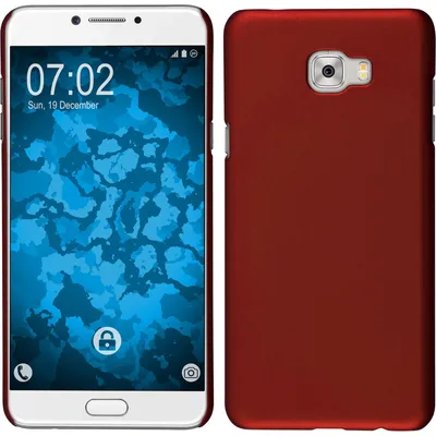 Produktbild von PhoneNatic Case kompatibel mit Samsung Galaxy C5 Pro - Hülle rot gummiert Hard-case + 2 Schutzfolien