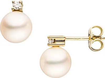 Produktbild von Paar Ohrstecker Ohrschmuck mit Perlen & Diamanten Brillanten 585 Gold Gelbgold