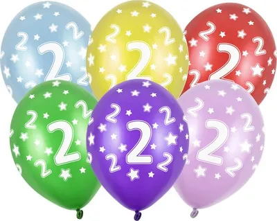 Image de 6 ballons chiffre 2 anniversaire multicolore