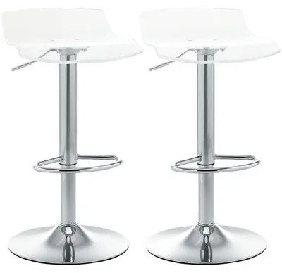 Image de HOMCOM, lot de 2 tabourets de bar avec hauteur réglable, assise pivotante et repose-pieds, en métal et acrylique, transparent