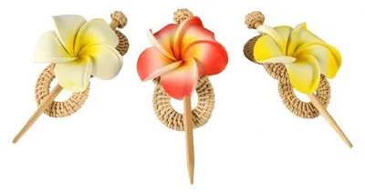 Produktbild von Haarspange aus Rattan mit Blume, Haarschmuck, Farbe:gelb
