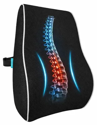Produktbild von Ergonomisches Lendenkissen aus Memory-Schaum, für Büro, Zuhause und Auto, schwarz.