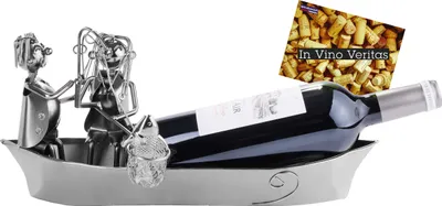 Immagine prodotto di BRUBAKER portabottiglie coppia di pescatori scultura in metallo con carta regalo