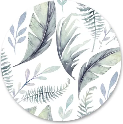 Image de Sticker ROND Aquarelle FLEURS Plantes Flore Nature Décor mural Salon Chambre à coucher Chambre d'enfants 100 cm x 100 cm