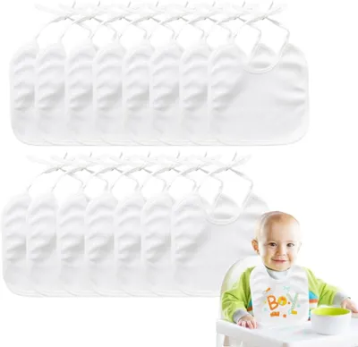 Obrázok produktu pre Babylätzka z bavlny, 15 kusov, biela, určené na maľovanie, pre bábätká