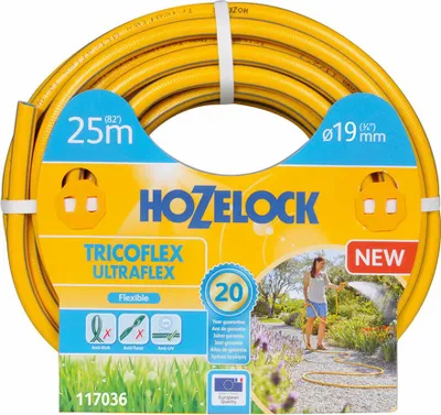 Image de Tuyau d’arrosage Ultraflex anti torsion 40 % PVC recyclé 19 mm 25 m jaune gris
