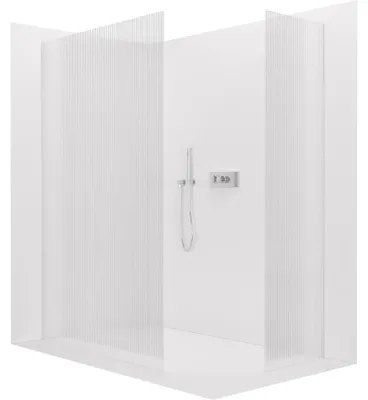 Immagine prodotto di CERANO - Box doccia Walk-in Crystal T L/P - 8 mm - sistema senza montanti - cromo, vetro rigato - 110x90x200 cm