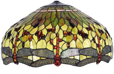 Produktbild von Clayre & Eef Lampenschirm Tiffany Ø 51x30 cm Grün Rot Glas Libelle