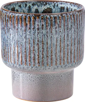 Produktbild von Dehner Übertopf Dodo, konische Form, Indoor Blumentopf, Ø außen 14 cm / innen 13 cm, Höhe 15 cm, glasierte Keramik, lila / blau