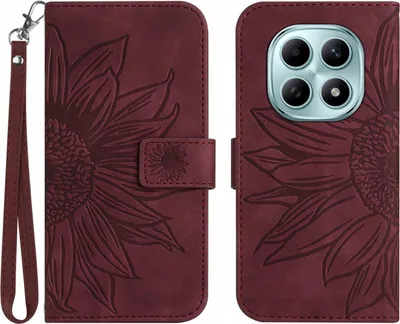 Produktbild von Xiaomi Redmi Note 15 / Poco M8 Hülle - Coverup Sonnenblume Klapphülle mit Schlüsselband - Bordeaux