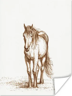 Produktbild von MuchoWow® Poster Stehendes Pferd, von vorne - Gemälde von Jean Bernard 90x120 cm - Wohnzimmer
