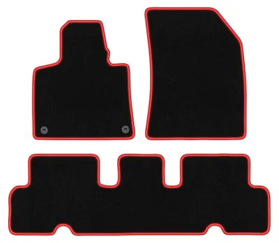 Produktbild von Velours-Fußmatten für Citroen C4 Spacetourer 2013-2018 (Minivan) – 4-tlg, Schwarz/Rot, passgenau – Wielganizator CARLUX