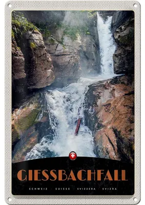 Produktbild von Blechschild Reise 20x30cm Giessbachfall Schweiz Wasserfall Natur