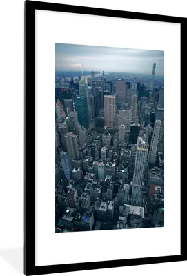 Produktbild von MuchoWow® Gerahmtes Poster Skyline - Architektur - New York - Amerika 60x90 cm - Poster mit Schwarzem Bilderrahmen Wandposter Rahmen Foto Bilder - Dekoration - Wandposter Wohnzimmer - Hochwertig