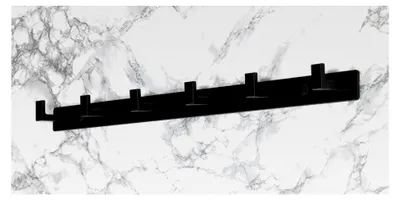 Produktbild von Kleiderhaken 53 cm Schwarz, Hakenleiste mit 6 Metallhaken, Wandmontage für Flur, Bad & Küche