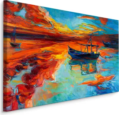 Produktbild von Fabelhafte Canvas LEINWAND BILDER 30x20 cm XXL Kunstdruck Meer Boote Himmel Wolken