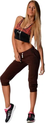 Produktbild von Damen 3/4 Capri Jogginghose Jogging Sport mit Taschen; Schokobraun XL