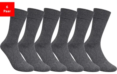 Produktbild von Gesundheitssocken Socken ohne Gummibund & Naht – Komfort Baumwolle Damen Herren - Anthrazit 39-42 6 Paar