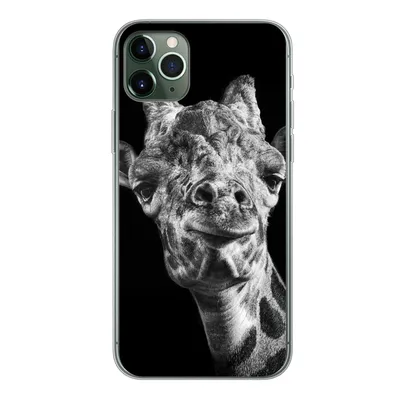 Produktbild von MuchoWow® Handyhülle Schutzhülle Hülle für iPhone 11 Pro Max Giraffe - Tier - Schwarz - Weiß Silikon Softcase Handy Hülle - Schutz