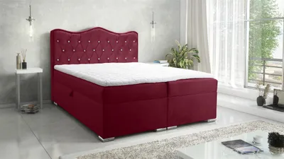 Produktbild von Boxspringbett Schlafzimmerbett SULTAN New in Stoff Velvet X Bordeauxrot 180x200cm