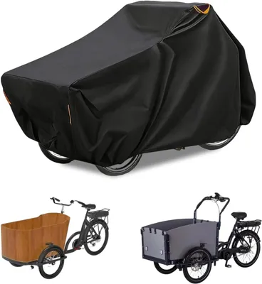 Image de Housse de protection pour vélo - Bâche pour cargo bike - Protège votre vélo - Matériau Oxford imperméable - 225 x 105 x 110 cm - Noir