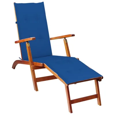 Image de vidaXL Chaise longue avec repose-pieds et support en bois massif d'acacia