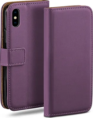 Produktbild von moex® Book Case kompatibel mit Apple iPhone X / iPhone XS - Hülle 360 Grad klappbar, Lila