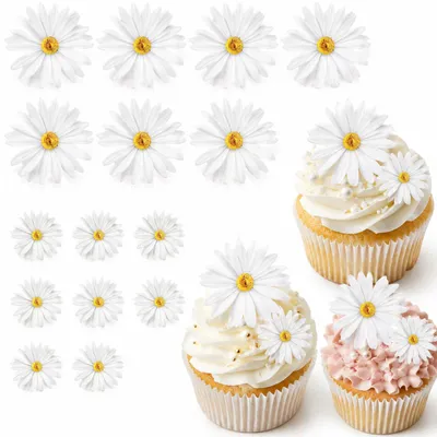 65 weiße Gänseblümchen Torten Dekorationen, Hochzeit, Taufe